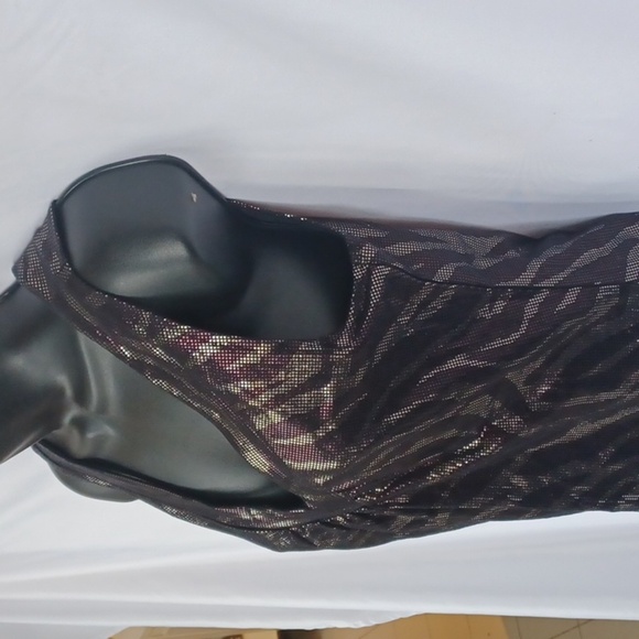 Express Purple/Black Zebra Vneck Tank, Medium, shimmer, nwt, sz S - Picture 3 of 8